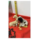 3 Larger Ceramic Dogs & 2 Small Dogs Bone China