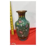 Copper Asian Decorative Vase 9 1/4" Tall