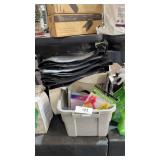 Basket w/ Rolls of Large Labels, Gloves, PaperClip