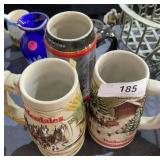 3 Christmas Collector Budweiser Mugs