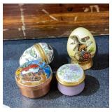 3 MINI Small Trinket Boxes- 1 Brass, 1 English, 1