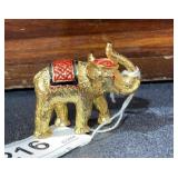 Small Metal Elephant w/ Gold Tone 2" Long