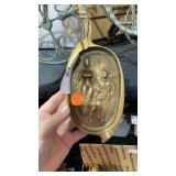 Vintage Brass Ash Tray 2 Sided w/ Couple