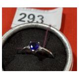 Sterling Ring w/ Blue Heart Stone sz 11.5