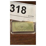 5 grams Gold Clad Small Bar w/ a Buffalo