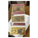 3 Gold Dipped Banknotes - "Nipon Ginko"  Pokemon