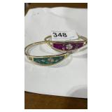 2 abalone shell Bracelets, Stamped Mexico.  High