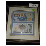 Framed picture (2) 5 pound notes Jack Nicklaus
