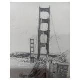 Framed pencil art Golden Gate Bridge 1977 Don