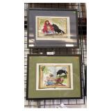 2 signed Water Color Red Riding Hood Art.  High