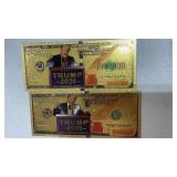 2 gold Dipped Trump Collectable Notes