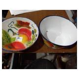 Enamel bowls with fruit pattern