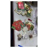 4 Christmas pins- wreath candy canes and snowmen &