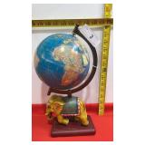 Aged Globe on Stand w/ Elephant