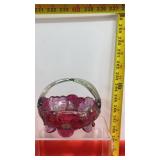 Pink & Cranberry Glass Flower Basket