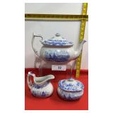 Vintage Spode Old Salem English Tea Pot, Cream &