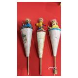 Antique Puppets In cone shaped sticks