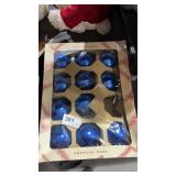 Box Vintage Blue Glass Ornaments