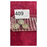 3 Mercury Silver Dimes 1927 P, 1944 P, 1937 P