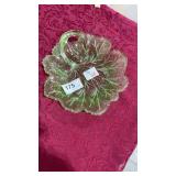 Vaseline/uranium glass leaf dish