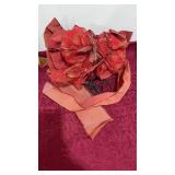 Christmas tinsel garlands and wreath light up bow