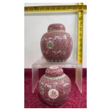 2 lidded Asian Vases