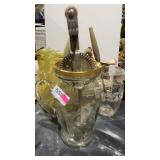 3 Vitnage Glass Pitchers 2 w/ Decoations,