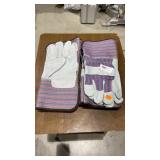 Six pairs of leather palm work gloves