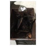 7 Wood Plate Stands in Basket