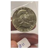 1963 UNC SILVER FRANKLIN 1/2 DOLLAR COIN