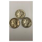3  SILVER MERCURY DIMES
