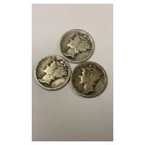 3  SILVER MERCURY DIMES