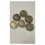 6  Buffalo Nickels W/ dates 35D,34,27,29,36,28