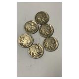 6  Buffalo Nickels W/ dates 35, 36,36,34,35,36