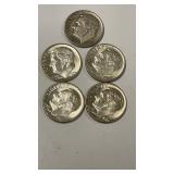 5 Silver Roosevelt Dimes
