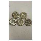 5 Silver Roosevelt Dimes