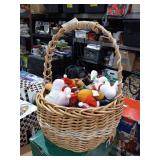 Basket of Christmas Beanie Babies and Nutcracker