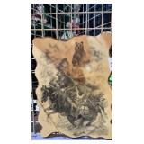 Decoupage Mountain Man and Bear Picture  22" Tall