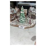 Ceramic Village w/ 4 Houses & 1 Tree All