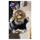 Real Fur Trimed Eskimo Puppet  10" Tall