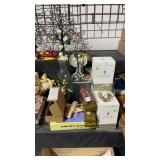 2 Hurricane Lamps w/ Wreaths, Large Hat Box, 3