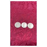 3  Silver Mercury Dimes  1923,37,45