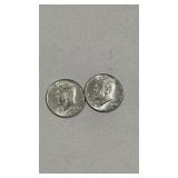 2 Kennedy Silver 1/2 Half Dollars  1966, 1964