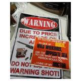 55. 3 man cave signs- metal do not expect warning
