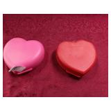 2 Tupperware Heart Shaped Boxes - Pink & Red