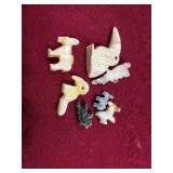 7 Small Polished Stone Carved Animal Figurines