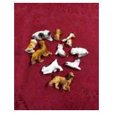 10 Miniature Porcelain Dog Figurines - Includes 2