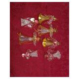7 Small Blown Glass Angel Ornaments