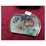 Crystal Geodes Colored Blue Book Ends 5 1/2" T