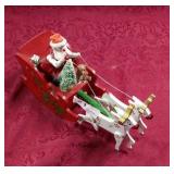 Vintage Wood Santa on Sleigh Music Box